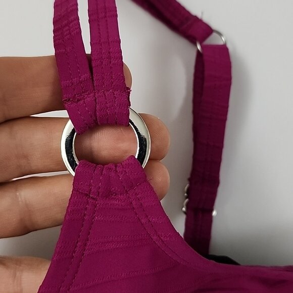 CHRISTINA Women's 2 Piece Tankini Swimsuit Fuschia Black Built-In Bra Size 14 - Picture 3 of 16